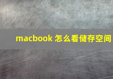 macbook 怎么看储存空间